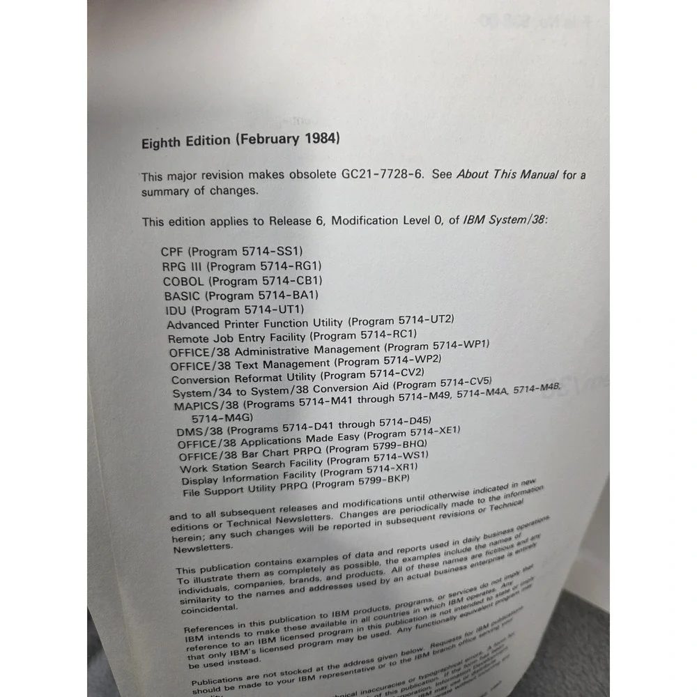 IBM Sytem/38 Introduction‎ - Manual Eighth Edition 1984